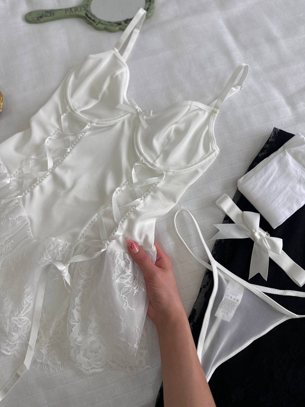 LOLLY BABYDOLL BEYAZ (ÇORAP HEDİYE)