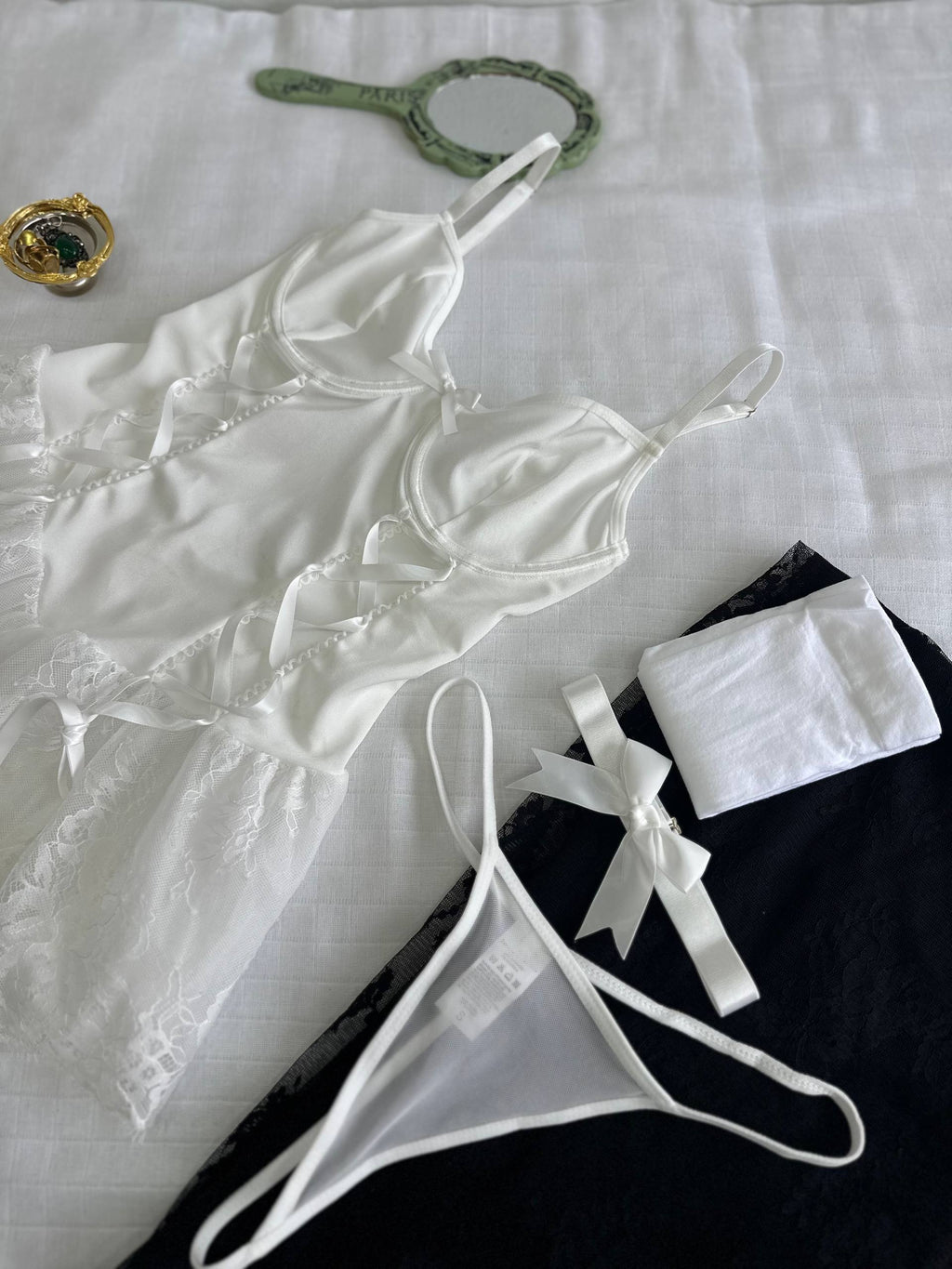LOLLY BABYDOLL BEYAZ (ÇORAP HEDİYE)