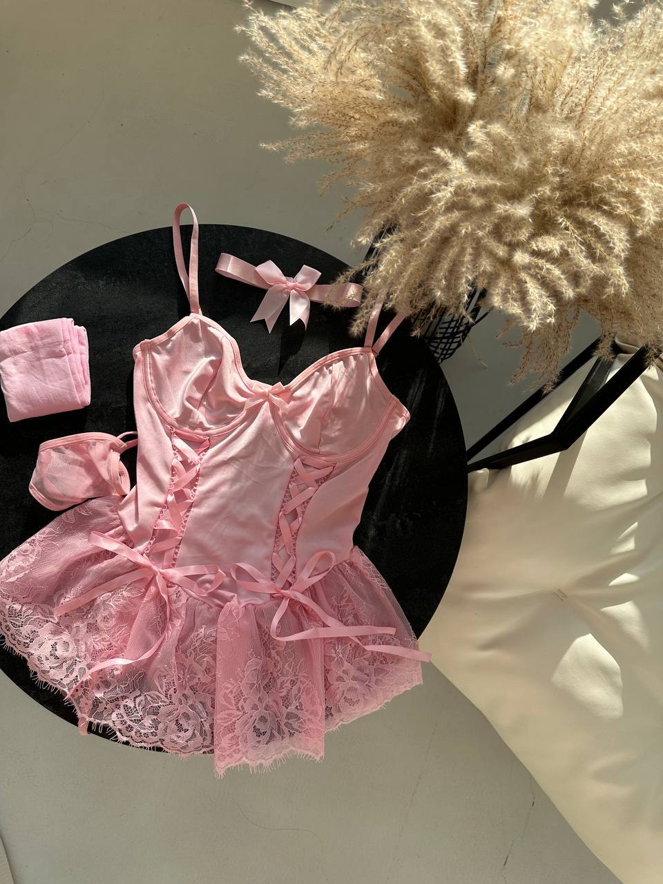 LOLLY BABYDOLL PEMBE (ÇORAP HEDİYE)
