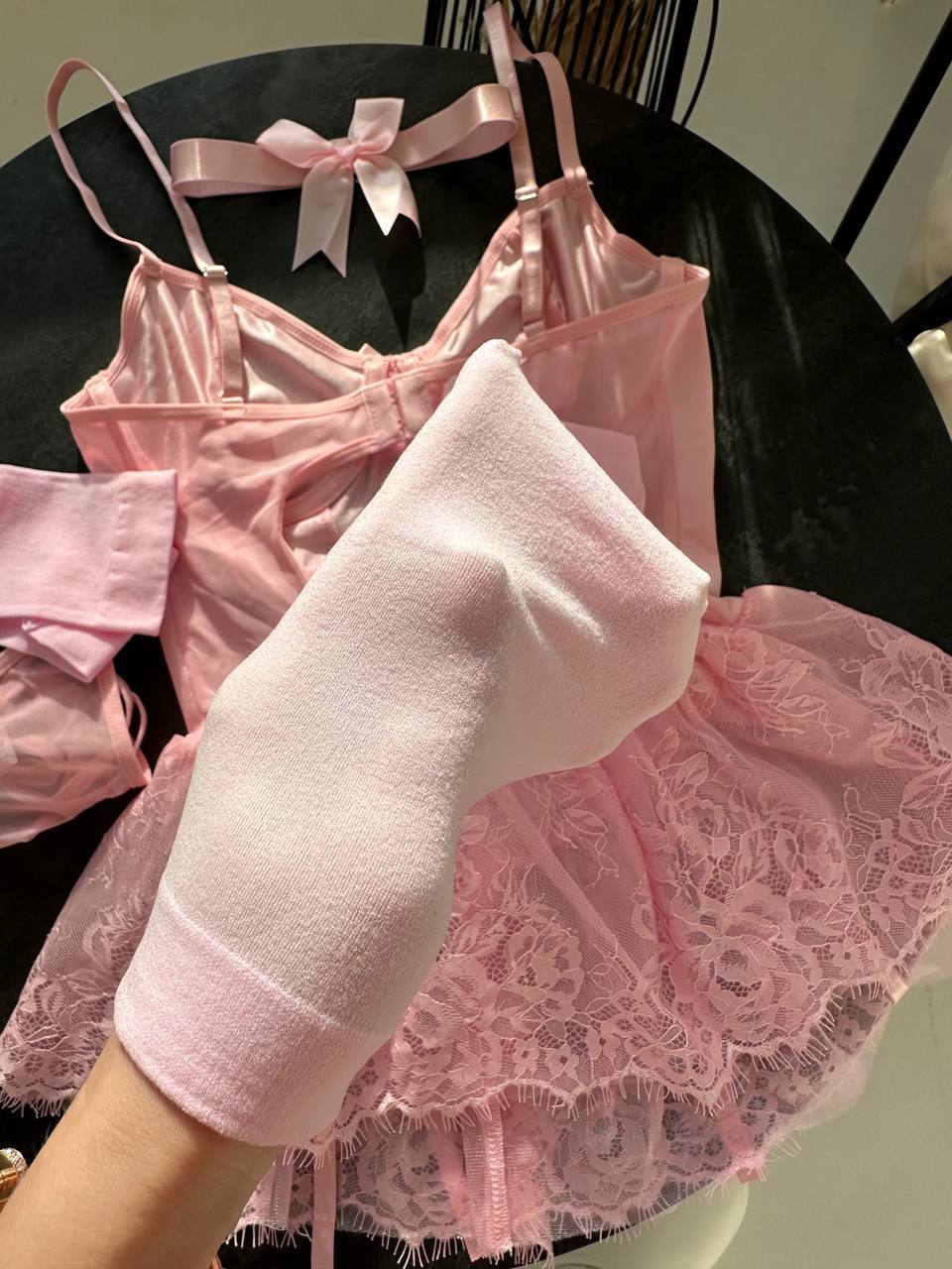 LOLLY BABYDOLL PEMBE (ÇORAP HEDİYE)