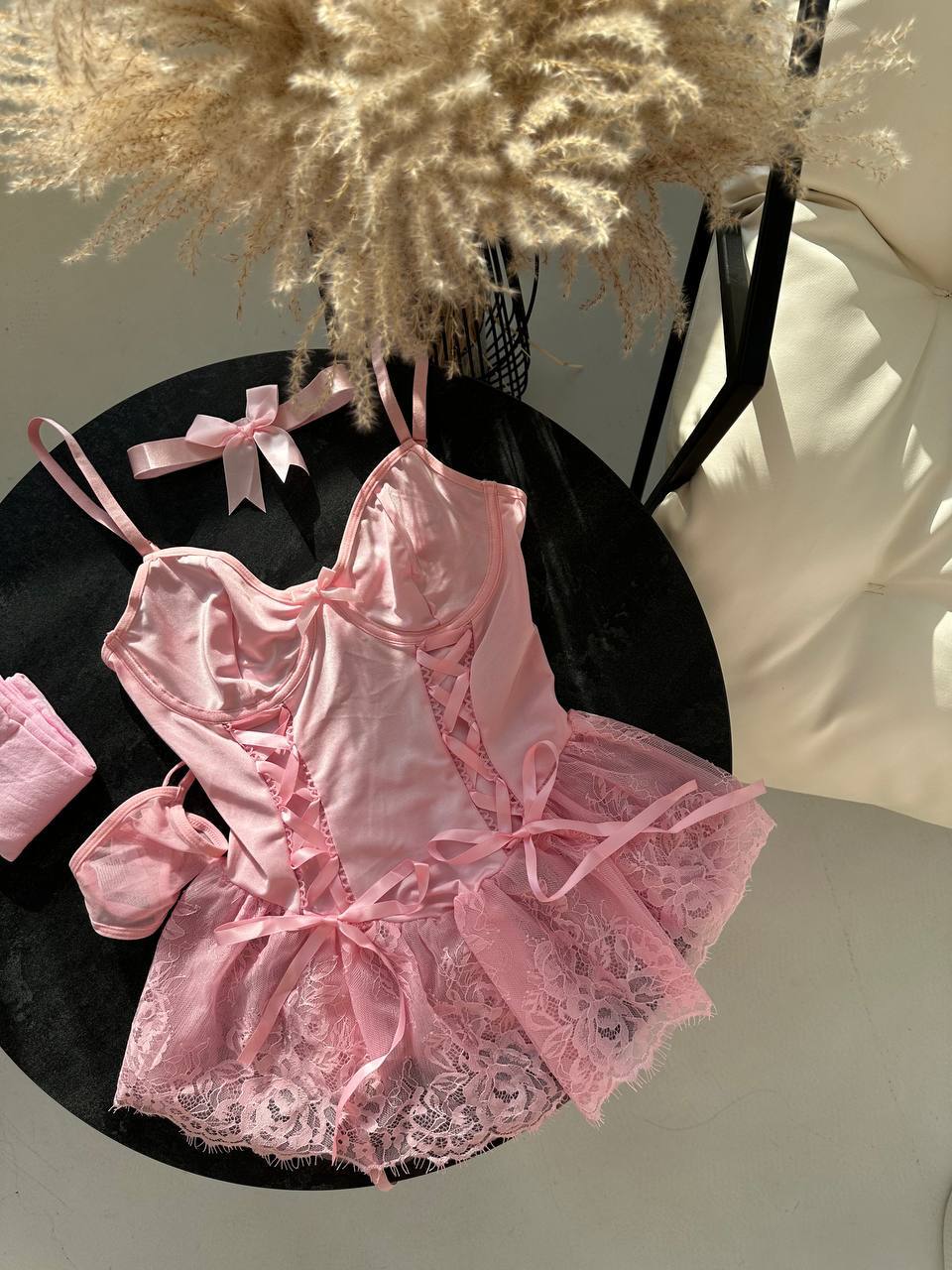 LOLLY BABYDOLL PEMBE (ÇORAP HEDİYE)